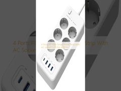 4 پورت PD 32W Smart Power Strip با سوکت AC 250V16A 4000W